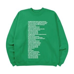 Justice Men/Woman Justin Bieber Ghost Lyrics Crewneck II Sweatshirt in Green